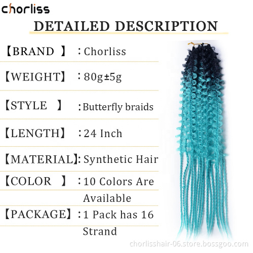 24 Inch Butterfly Box Braid Synthetic Crochet Braiding Hair Most Natural Red Butterfly Locs Artificial Braided Hair Extensions